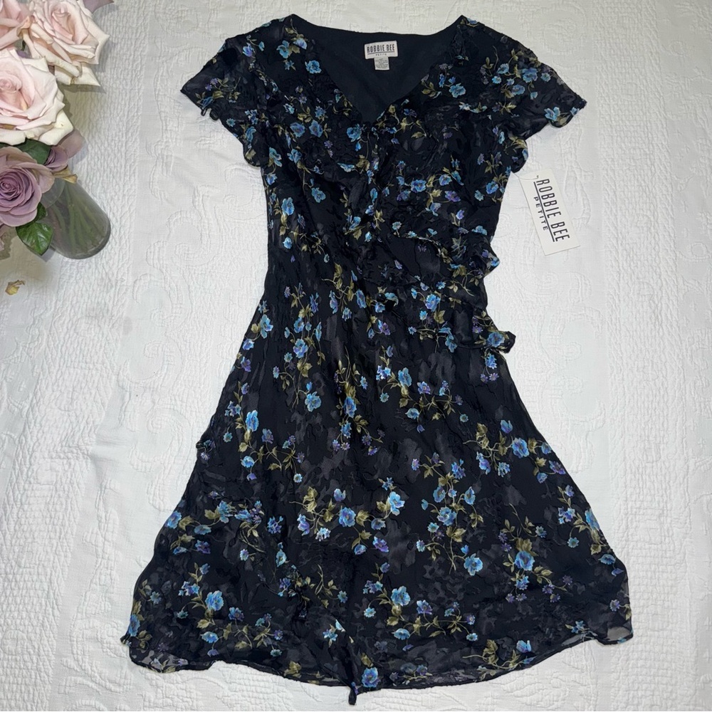 Vintage Deadstock 90s Dress Silk & Rayon Flowey Fairy Goth NWT Robbie Bee 10P